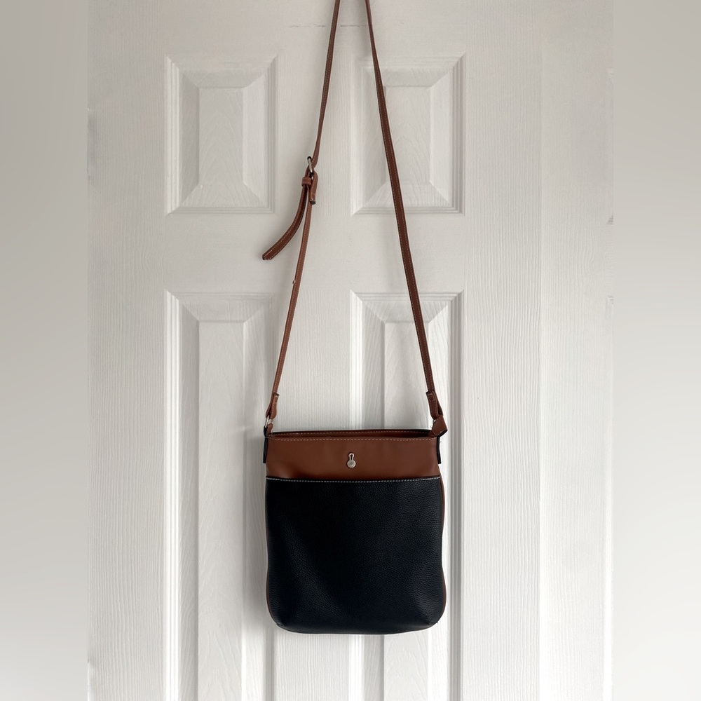 London Fog Brown & Black Crossbody Bag Purse